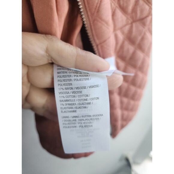 Logo by Lori Goldstein Pink Brown Cotton Quilted Full Zipper Light Jacket sz XL - Picture 8 of 8
